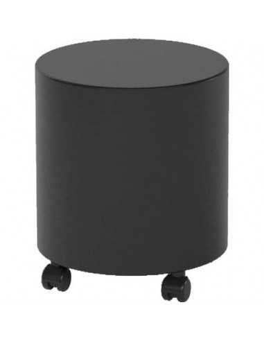 Pouf tondo su ruote in similpelle Ø 40x46 h cm Motris nero PSTD40SPNIW04