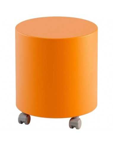 Pouf tondo su ruote in similpelle Ø 40x46 h cm Motris arancio PSTD40SPNIW06