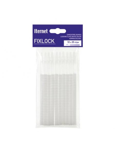 Caricatore per fascettatrice FIXLOCK - Conf. 10 caricatori da 20 clips Iternet bianco - 0074