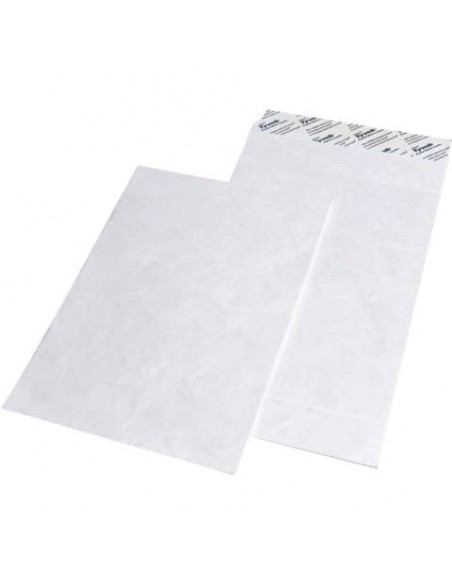 Buste a sacco con soffietti e strip bianche 229x324x38 mm - conf. 100 pz Tyvek formato C4 - 11841