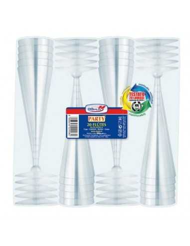 Bicchieri Flutes trasparenti in polistirene/diamant conf. 20 pz Dopla Reusable 120 ml - 22069