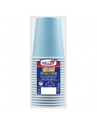 Bicchieri carta WD 250ml conf. 20 pz Dopla Green azzurro 42163