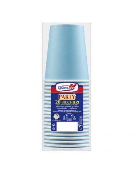 Bicchieri carta WD 250ml conf. 20 pz Dopla Green azzurro 42163