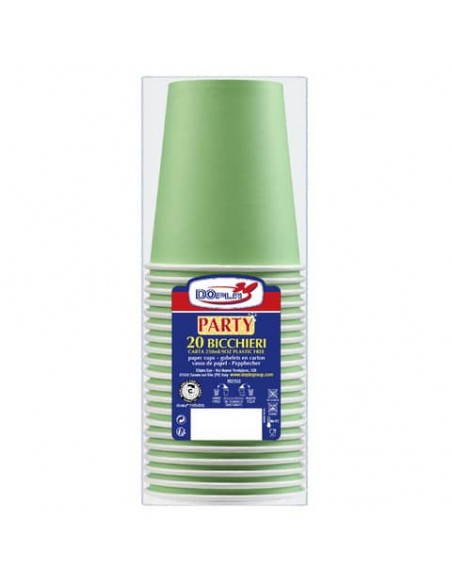 Bicchieri carta WD 250ml conf. 20 pz Dopla Green verde 42164