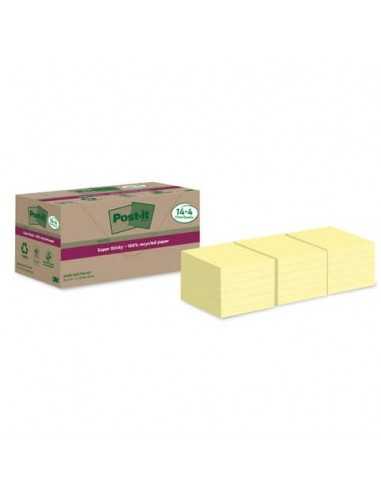 Foglietti riposizionabili Post-it® Super Sticky carta riciclata al 100% 76x76 mm Giallo Canary - 18 blocchetti da 70 ff