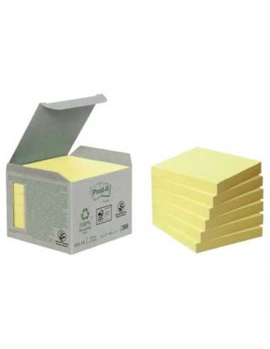 Foglietti riposizionabili Post-it® in carta riciclata Giallo Canary - 76x76 mm - 6 blocchetti da 100 ff