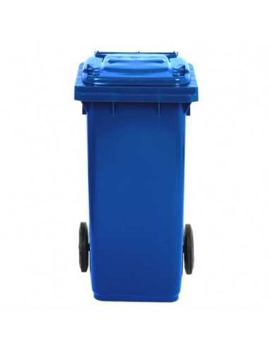 Bidone carrellato per raccolta differenziata 120 lt con coperchio PEHD Mobil Plastic blu - 1/120/5-BLB