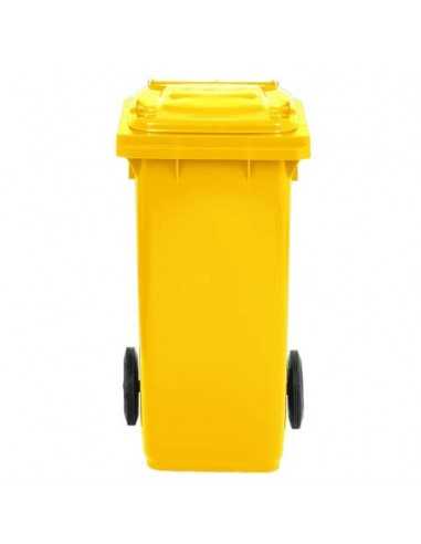 Bidone carrellato per raccolta differenziata 120 lt con coperchio PEHD Mobil Plastic giallo - 1/120/5-GIA