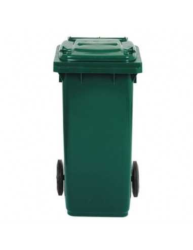 Bidone carrellato per raccolta differenziata 120 lt con coperchio PEHD Mobil Plastic verde scuro - 1/120/5-VES