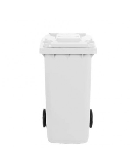 Bidone carrellato per raccolta differenziata 240 lt con coperchio PEHD Mobil Plastic bianco - 1/240/5-BIL