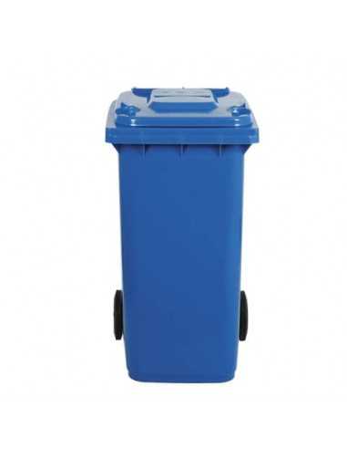 Bidone carrellato per raccolta differenziata 240 lt con coperchio PEHD Mobil Plastic blu - 1/240/5-BLB