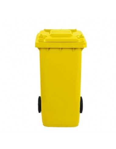 Bidone carrellato per raccolta differenziata 240 lt con coperchio PEHD Mobil Plastic giallo - 1/240/5-GIA