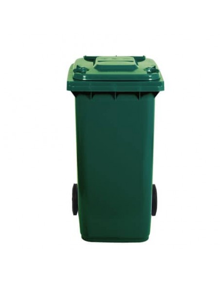 Bidone carrellato per raccolta differenziata 240 lt con coperchio PEHD Mobil Plastic verde scuro - 1/240/5-VES