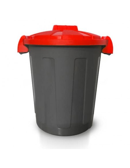 Bidone 25 litri dotato di coperchio e due chiusure esterne PP Mobil Plastic rosso - 105/25-ROB