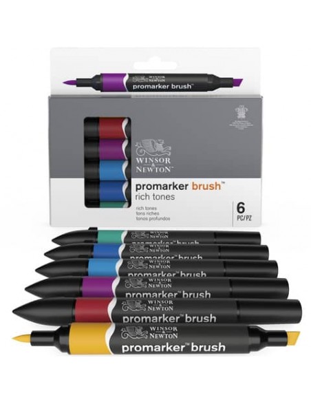 Set 6 pennarelli Winsor&Newton doppia punta brush colori forti assortiti 0290126