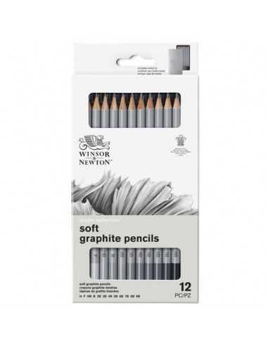 Scatola in metallo da 12 matite in grafite - durezze assortite Winsor&Newton nero - 0490007