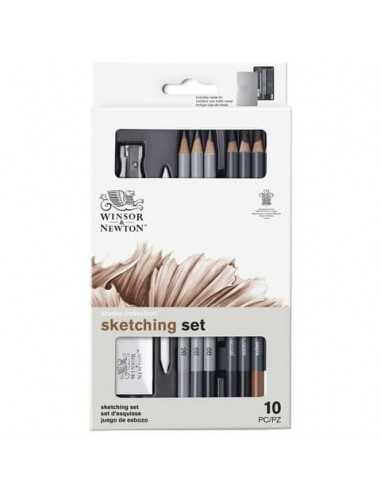 Scatola in metallo 10 matite da schizzo assortite Winsor&Newton nero 0490010