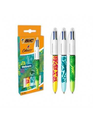 Penna a sfera a scatto BIC 4 Colours 1 mm - velours conf. 3 pz - 992579