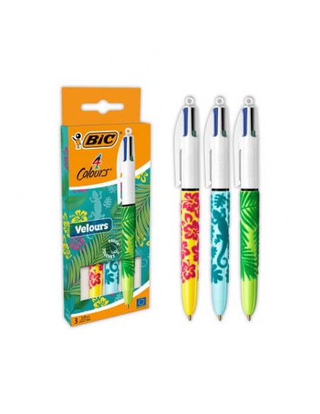 Penna a sfera a scatto BIC 4 Colours 1 mm - velours conf. 3 pz - 992579