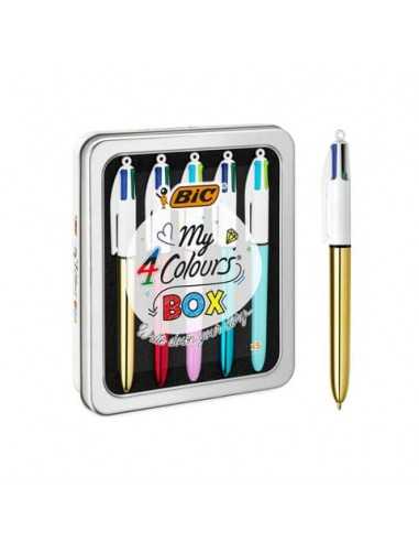 Penna a sfera a scatto BIC 4 Colours 1 mm - collection conf. 5 pz - 967279