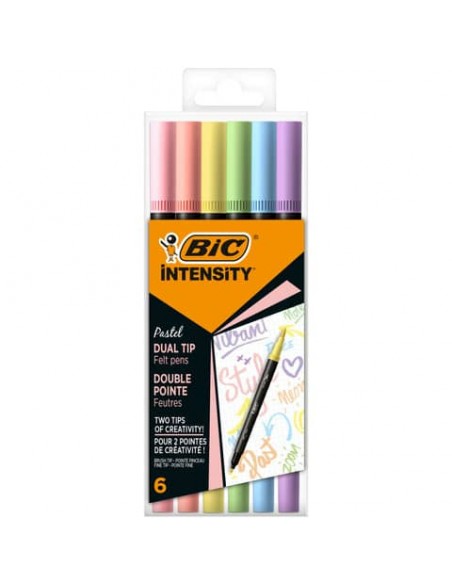 Pennarelli BIC Dual Tip Intensity con pennello - assortiti pastel - tratto 0