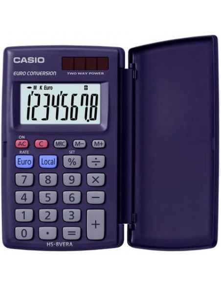 Calcolatrice tascabile CASIO solare o batteria blu - display 8 cifre HS-8VERA