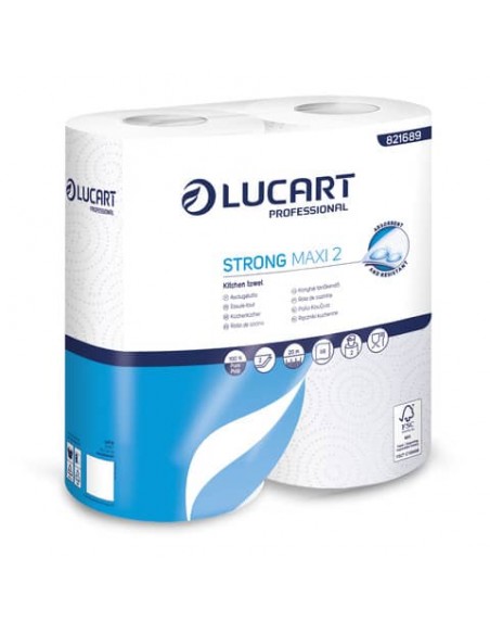 Rotolo cucina 2 veli Lucart STRONG MAXI 2 - 88 strappi per rotolo - conf. 2 rotoli - 821689