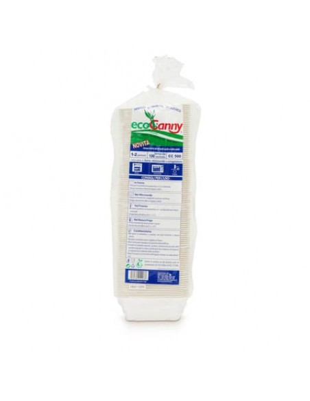 Vaschetta bio-compostabile ecoCanny Take Away bianco 1/2 porzioni conf. 100 pz - ECO‐T12CA