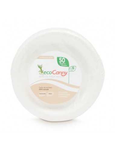 Piatti per dessert bio-compostabili ecoCanny Everyday bianco Ø180x20 mm conf. 50 pz - ECO‐180CA