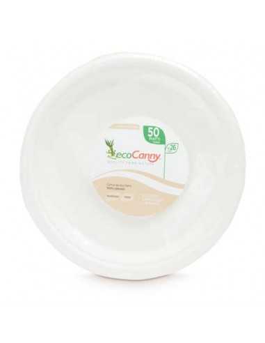 Piatti piani bio-compostabili ecoCanny Everyday bianco Ø260x22 mm conf. 50 pz - ECO‐016CA