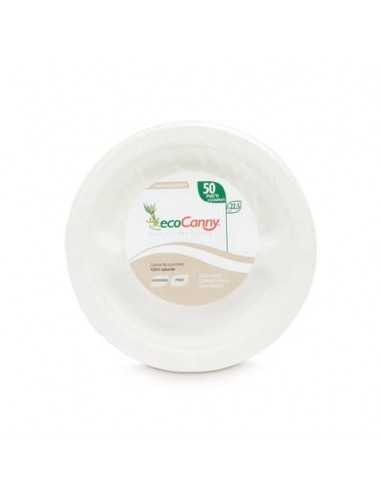 Piatti a 2 scomparti bio-compostabili ecoCanny Party bianco Ø225x22 mm conf. 50 pz - ECO‐008CA