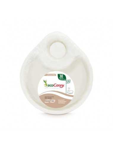 Piatti con buco bio-compostabili ecoCanny Party bianco 257x228x30 mm conf. 30 pz - ECO-PB257