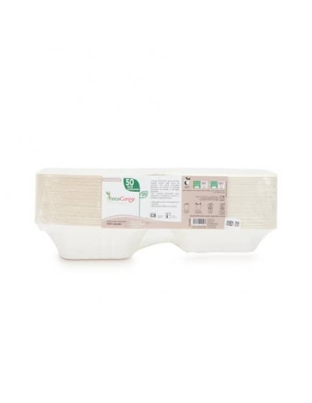 Box hamburger bio-compostabili ecoCanny Take Away bianco 150x150x80 mm conf. 50 pz - ECO‐HB06