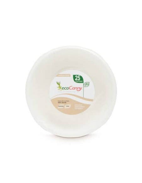 Ciotola bio-compostabile ecoCanny Take Away bianco Ø205x60 mm conf. 25 pz - ECO‐205CA