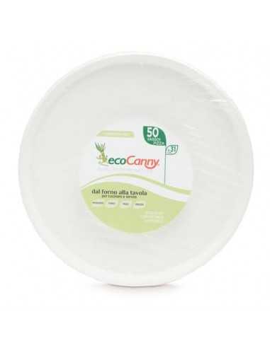 Piatti per pizza bio-compostabili ecoCanny bianco Ø310x20 mm conf. 50 pz - ECO-PP31CA