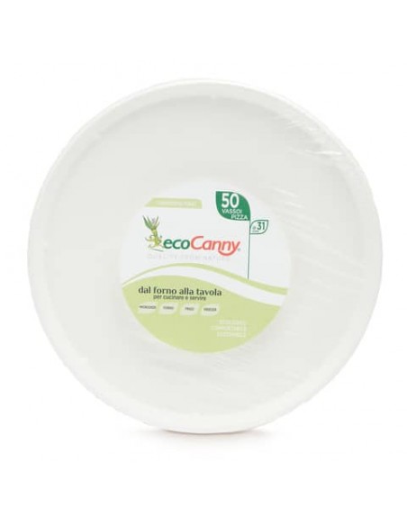 Piatti per pizza bio-compostabili ecoCanny bianco Ø310x20 mm conf. 50 pz - ECO-PP31CA