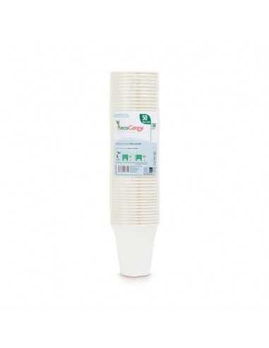 Bicchieri in fibre vegetali ecoCanny bio-compostabili bianco 200 cc conf. 50 pz - ECO‐C200CA