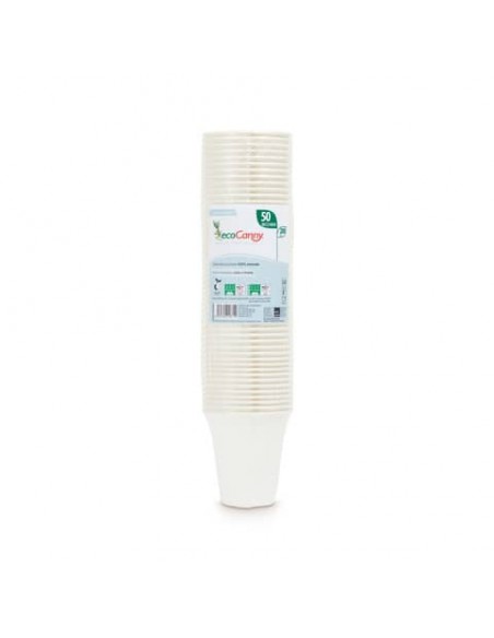 Bicchieri in fibre vegetali ecoCanny bio-compostabili bianco 200 cc conf. 50 pz - ECO‐C200CA