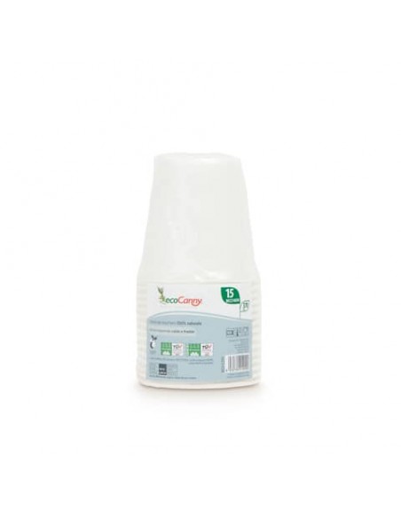 Bicchieri in fibre vegetali ecoCanny bio-compostabili bianco 370 cc conf. 15 pz ECO‐C370