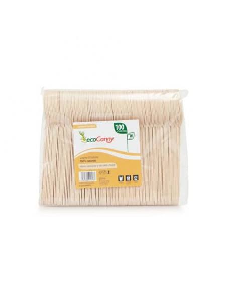 Cucchiai monouso in legno di betulla biodegradabili ecoCanny conf. 100 pz ECO-CA160CU