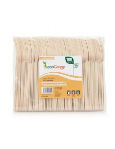 Forchette monouso in legno di betulla bio-compostabili ecoCanny conf. 100 pz ECO‐CA160F