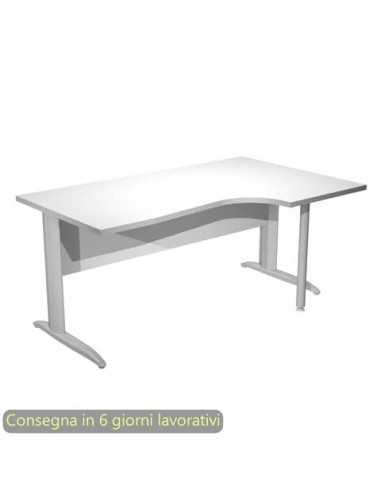 Scrivania destra compatta Presto fianchi metallo a L 160x60/80/100xH.72 cm Artexport bianco - 008K211/3/AR