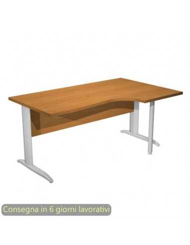 Scrivania destra compatta Presto fianchi metallo a L 160x60/80/100xH.72 cm Artexport noce chiaro - 008K211/4/AR