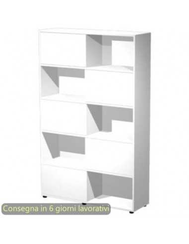 Libreria alta Tetris 5 ripiani con ante scorrevoli 120x35xH.190