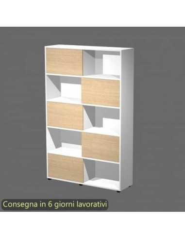 Libreria alta Tetris 5 ripiani con ante scorrevoli 120x35xH.190