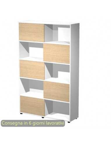 Libreria alta Tetris 5 ripiani con ante scorrevoli 120x35xH.190