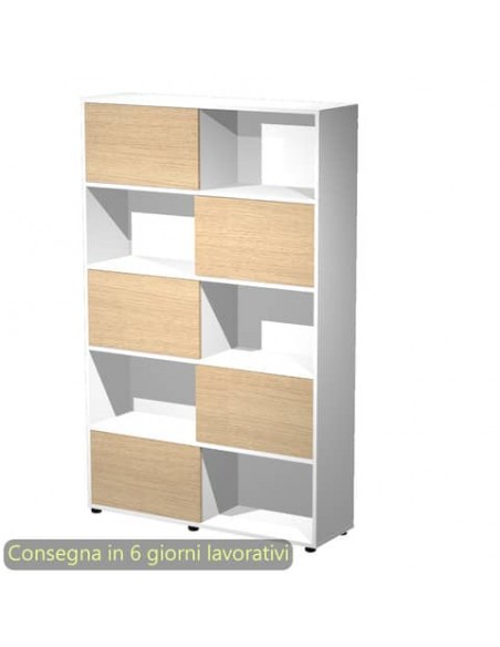 Libreria alta Tetris 5 ripiani con ante scorrevoli 120x35xH.190