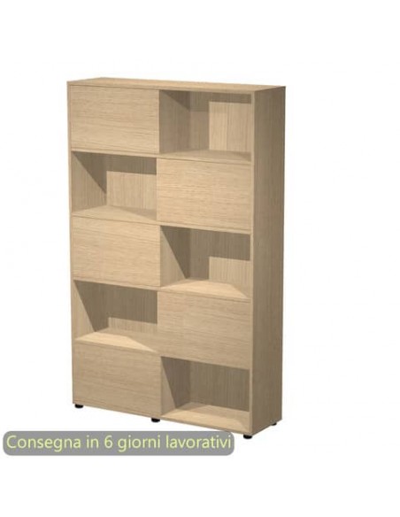 Libreria alta Tetris 5 ripiani con ante scorrevoli 120x35xH.190