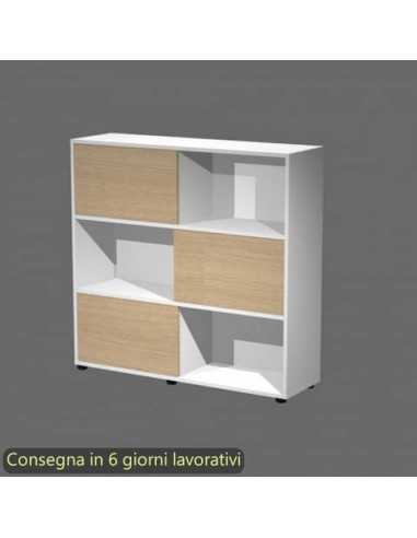 Libreria media Tetris 3 ripiani con ante scorrevoli 120x35xH.116