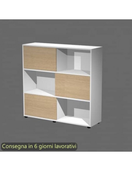 Libreria media Tetris 3 ripiani con ante scorrevoli 120x35xH.116